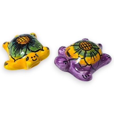 Turtle in fine Sicilian ceramic, L 7 x 5 cm approx. (1 Unit) Random Color and Decoration