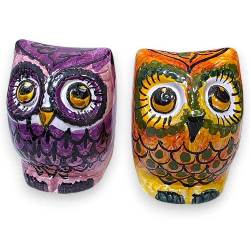 Owl in fine Sicilian ceramic, h 8 x 6...