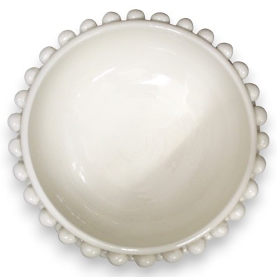 Keramik-Kiefernzapfenständer aus Caltagirone, Ø 25 cm, weiß – mehrfarbiger, floraler Barock-Stielschmuck