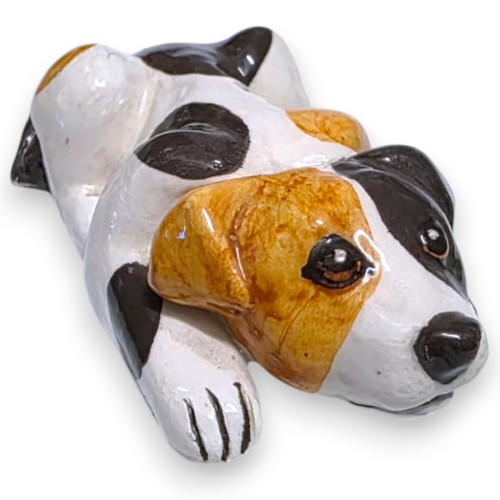 Liegender Hund, aus feiner sizilianischer Keramik, ca. 3...