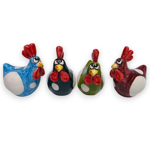 Chicken in fine Sicilian ceramic, h 7 x 6 cm approx. (1...