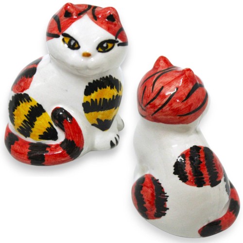 Zittende gestreepte kat, vervaardigd uit fijn Siciliaans... 2