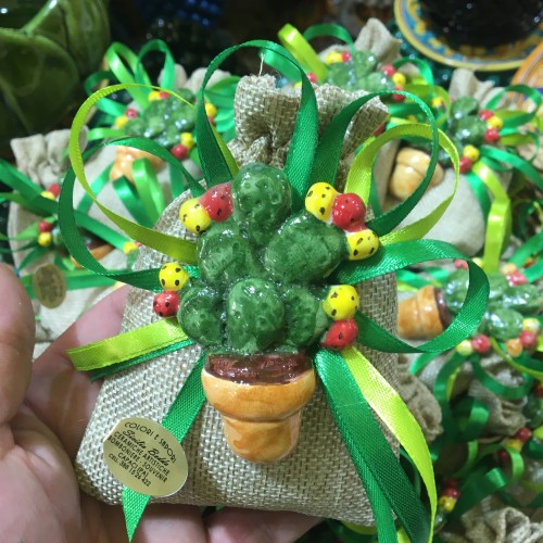 Vasetto magnetofony wyposażone w ceramic ficodindia shovel z wylotkami jute bag i 5 confetti -  2