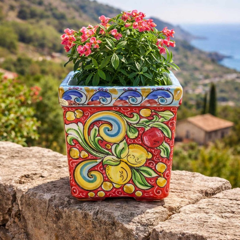 Fyrkantig vas, Caltagirone keramik, h...