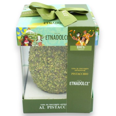 100% ARTISAN Paasei met pistachechocolade, omhuld met gehakte pistachenoten, 500 gr.