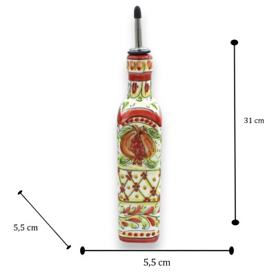 Butelka ceramiczna na olej Caltagirone, wys. 30 cm (z dozownikiem) x ok. 6 cm (1 sztuka) różne możliwości dekoracji