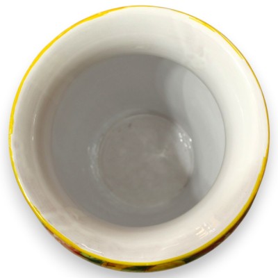 Vaso porta-guarda-chuvas em cerâmica siciliana - aproximadamente 50 cm de altura x 35 cm de diâmetro. Fundo vermelho com decoraç