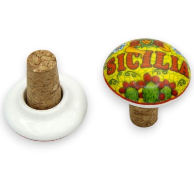 Cork stopper and fine ceramic, for wine bottles, h 5 x Ø 5 cm approx. (1 piece) Various decoration options