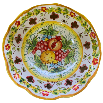 Caltagirone keramisk perforerad bågad mittdel med 2 storleksalternativ (1 st) blandad fruktdekoration - 
