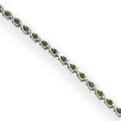 Pulsera de plata 925, longitud aproximada de 20 cm, con cuarzo verde talla gota, unisex.