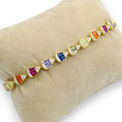 Bracelet tennis en argent 925, longueur env. 18 cm, orné... 2