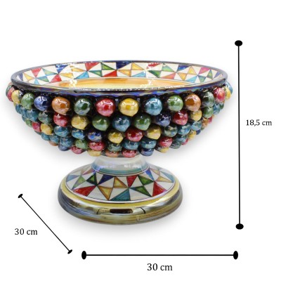 Kakfat i tallkotte, Caltagirone keramik, Ø 30 cm ca. Flerfärgad, sicilianskt vagnshjul och pärlemoremalj