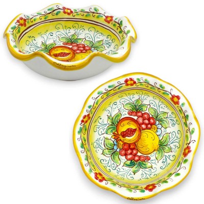 Ozdoba środkowa w kształcie muszli, ceramika Caltagirone - Ø 25 x wys. 9 cm ok. (1 sztuka) Różne opcje dekoracji
