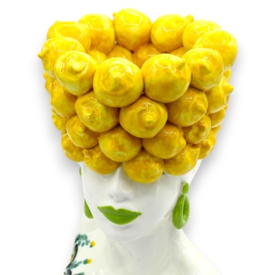 Designer Bust of a Woman, Lemon Crown, approx. 25 x 15 cm. Caltagirone ceramic, Lemon decoration.