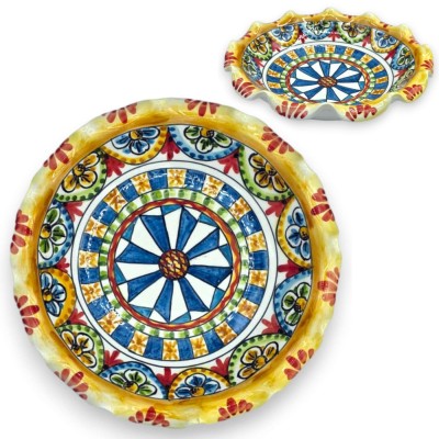 Centro de mesa de cerámica Caltagirone festoneado, Ø 30 cm aprox. (1 unidad) Varias opciones de decoración con temática de carro