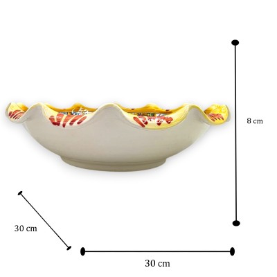 Scalloped Caltagirone ceramic centrepiece, Ø 30 cm approx. (1 unit) Various Sicilian cart-themed decoration options