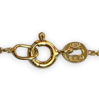 Collana in Argento 925 placcata oro con pendente corno in corallo, L 45 + 2,5 cm ca.