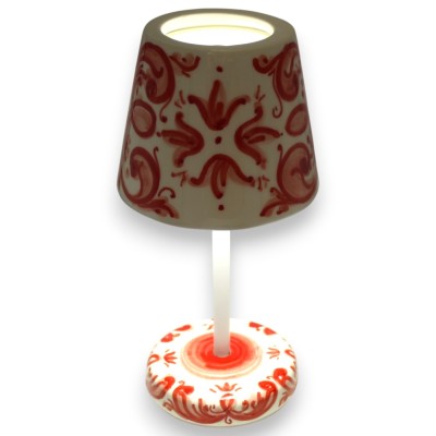 Lampa stołowa akumulatorowa z podstawą i kloszem z ceramiki Caltagirone, wysokość od 25 do 40 cm (1 szt.) Różne dekoracje