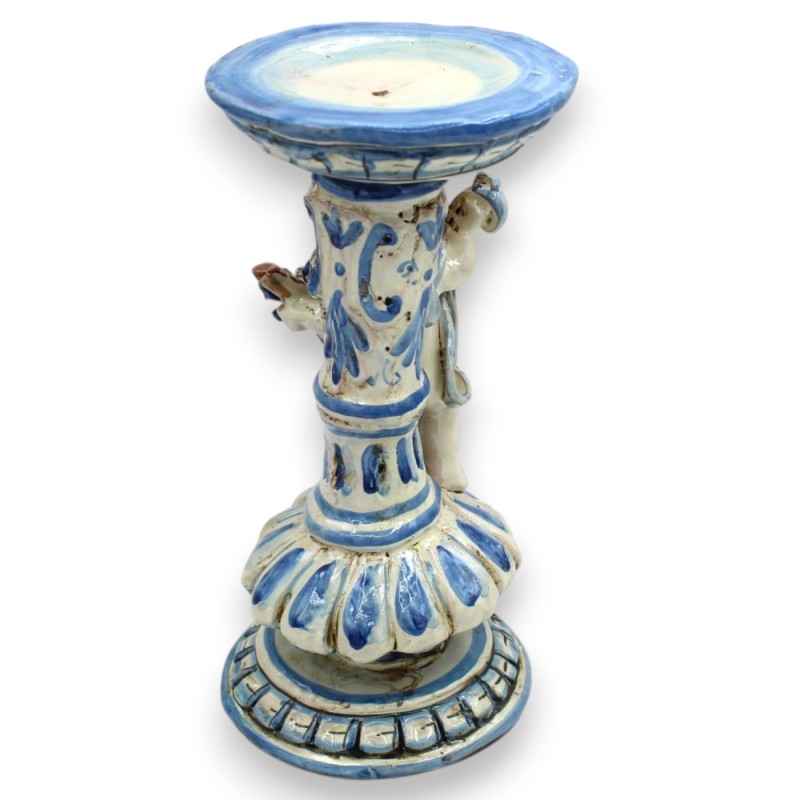 Candelabro con querubín, cerámica de...