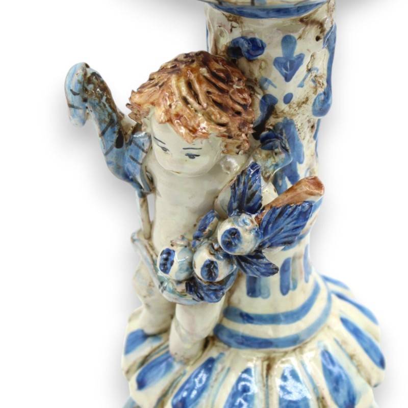 Porta candela con putto, ceramica...