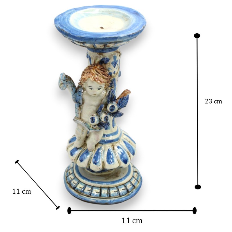 Candelabro con querubín, cerámica de...