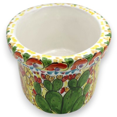 Oval vas, Caltagirone keramik, ca 34 x 22 x 14 cm, dekorerad med en vagn, citroner, granatäpple och fikonkaktus.