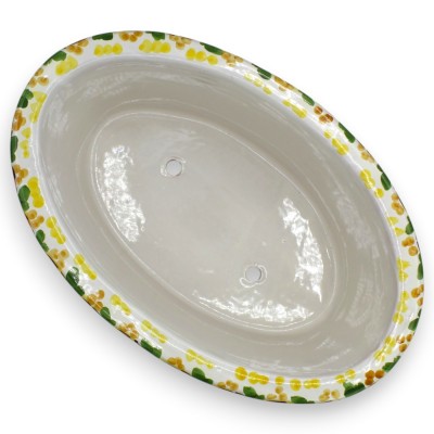 Oval vas, Caltagirone keramik, ca 34 x 22 x 14 cm, dekorerad med en vagn, citroner, granatäpple och fikonkaktus.
