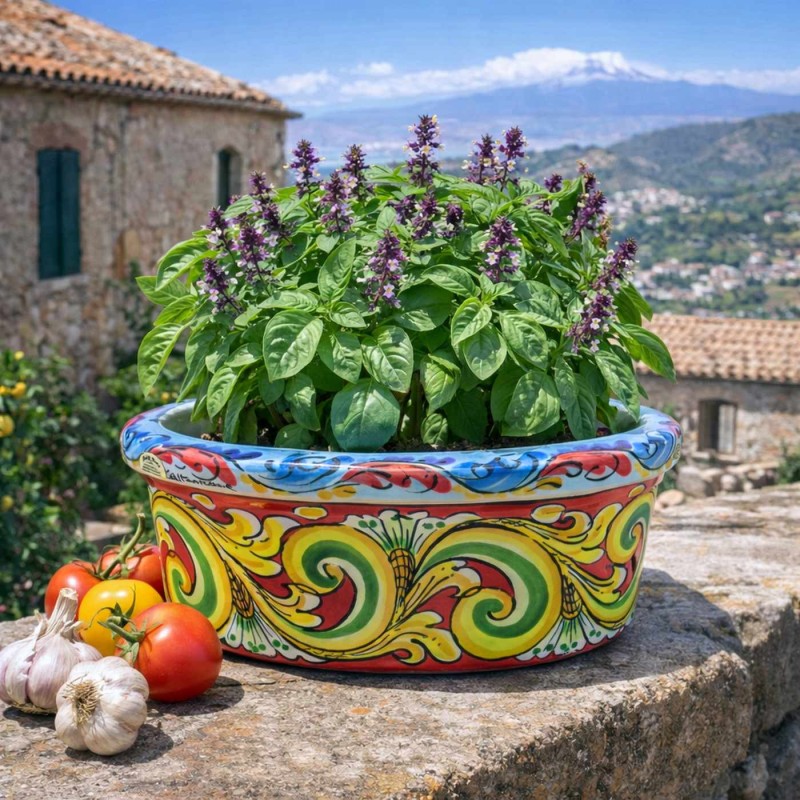 Ovale Vase, Caltagirone-Keramik, ca....