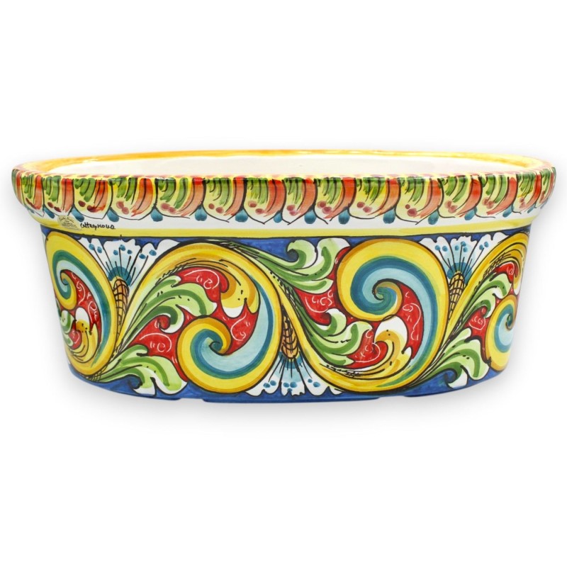 Oval vase, Caltagirone ceramic,...