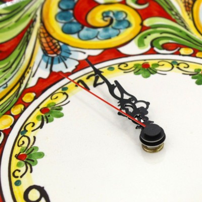 Caltagirone keramisk klocka, med växel, olika storlekar (1 enhet) flerfärgad barockdekoration på röd bakgrund