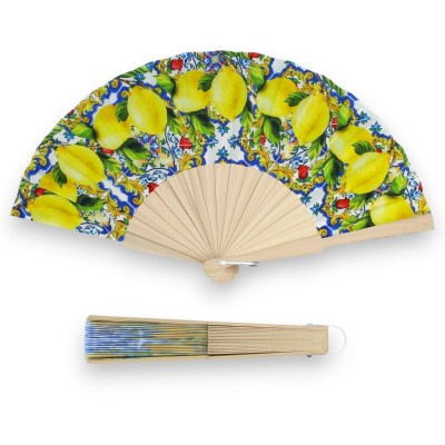 Ventilador de madeira com tecido decorado, altura 22 cm aprox. em cinco opções de decoração - (1pc)