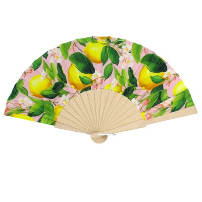 Ventilador de madeira com tecido decorado, altura 22 cm aprox. em cinco opções de decoração - (1pc)