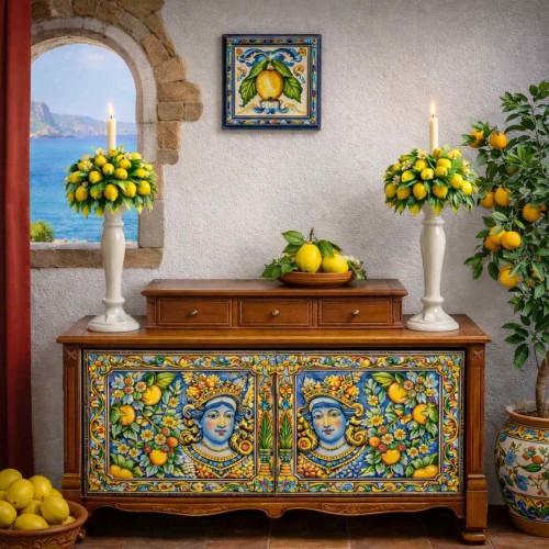 Candeliere in pregiata Ceramica, h 38 x 16 cm ca. Con... 2