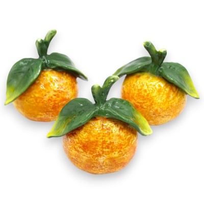 Arancia decorativa da Appoggio, in pregiata ceramica - h 12 x 12 x 8 cm ca. (1Unità) Realizzata Minuziosamente