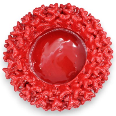 Centrotavola Corallo, Ø 32 x h 12 cm ca. in pregiata ceramica, Design Mediterraneo