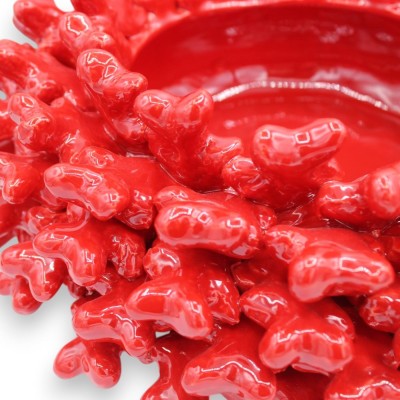 Centrotavola Corallo, Ø 32 x h 12 cm ca. in pregiata ceramica, Design Mediterraneo