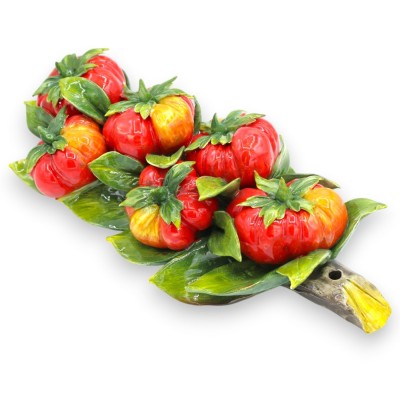 Bouquet suspendu, céramique fine, env. 35 x 18 cm, composition tomate