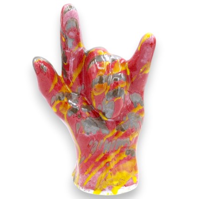 Rock Hand, "Stay Cool" gesture, fine ceramic, approx. 20 x 12 cm, multicoloured