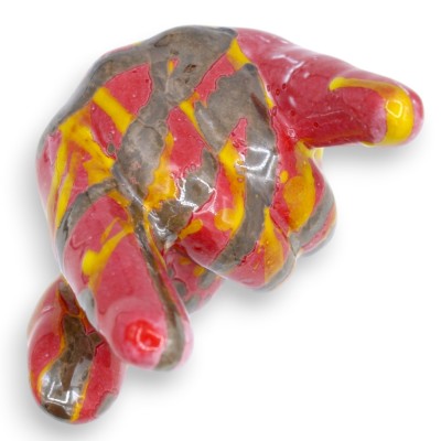 Main de rock, geste « Restez cool », céramique fine, env. 20 x 12 cm, multicolore