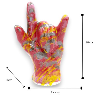 Main de rock, geste « Restez cool », céramique fine, env. 20 x 12 cm, multicolore
