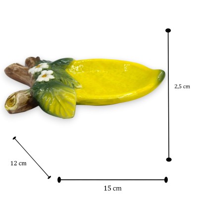 Vassoio Limone Porta sapone o svuota tasche, L 15 x 12 cm ca. (1Unità) in pregiata ceramica