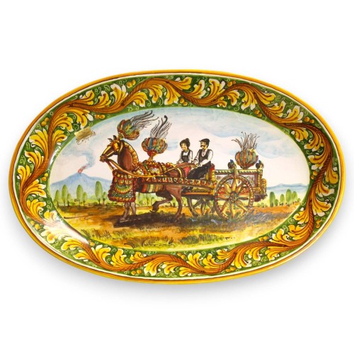 Ornamentaler ovaler Teller, Caltagirone-Keramik, ca. 60 x...
