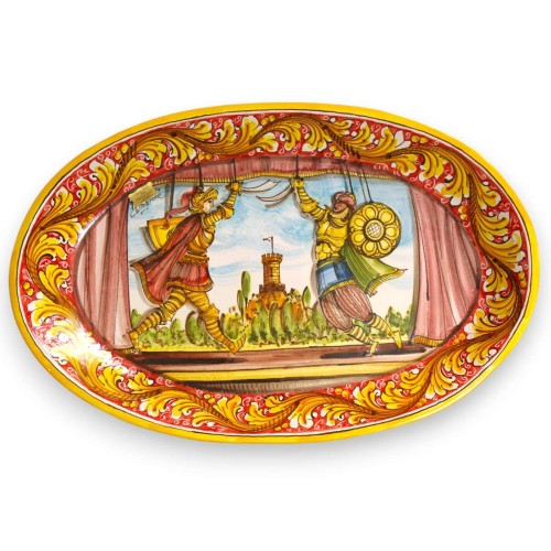 Sierlijk ovaal bord, Caltagirone keramiek, ca. 60 x 40...