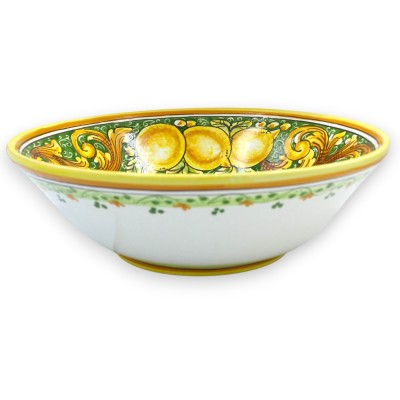 Bol o fuente para espaguetis de cerámica de Caltagirone, Ø 37 x h 11 x cm aprox. Decoración barroca y de limones