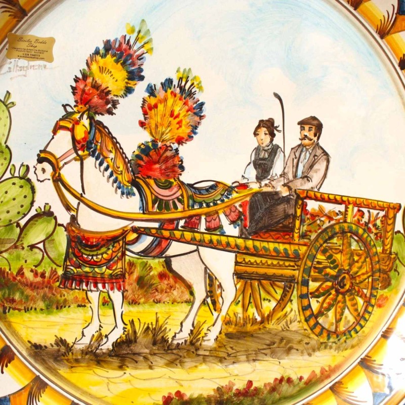 Ornamental rimmed plate, Caltagirone...