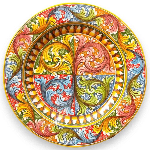 Assiette à bordure ornementale, céramique de Caltagirone,...