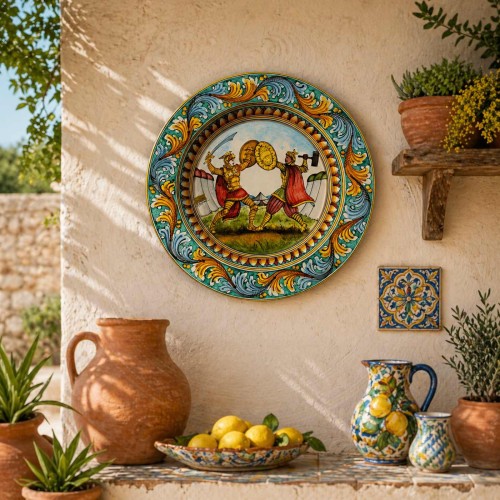 Ornamental rimmed plate, Caltagirone ceramic, Ø 55 cm... 2