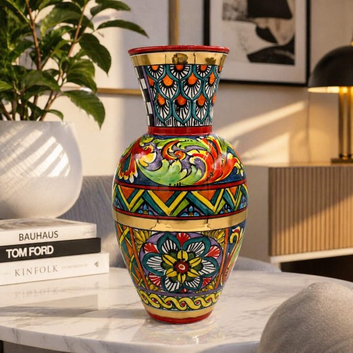Hohe Vase, Caltagirone-Keramik, H 40 x 20 cm, Serie... 2
