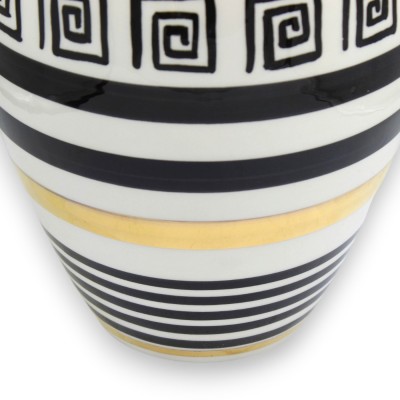 Tall Neck Vase, Caltagirone ceramic, h 40 x 20 ÈLITE Series, Modern Decoration, 24k Pure Gold Enamel