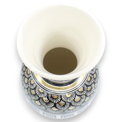 Tall Neck Vase, Caltagirone ceramic, h 40 x 20 ÈLITE Series, Modern Decoration, 24k Pure Gold Enamel
